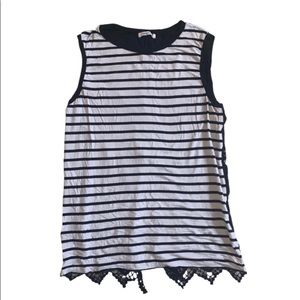 Bailey 44 Striped Crochet Split Back Tank Top